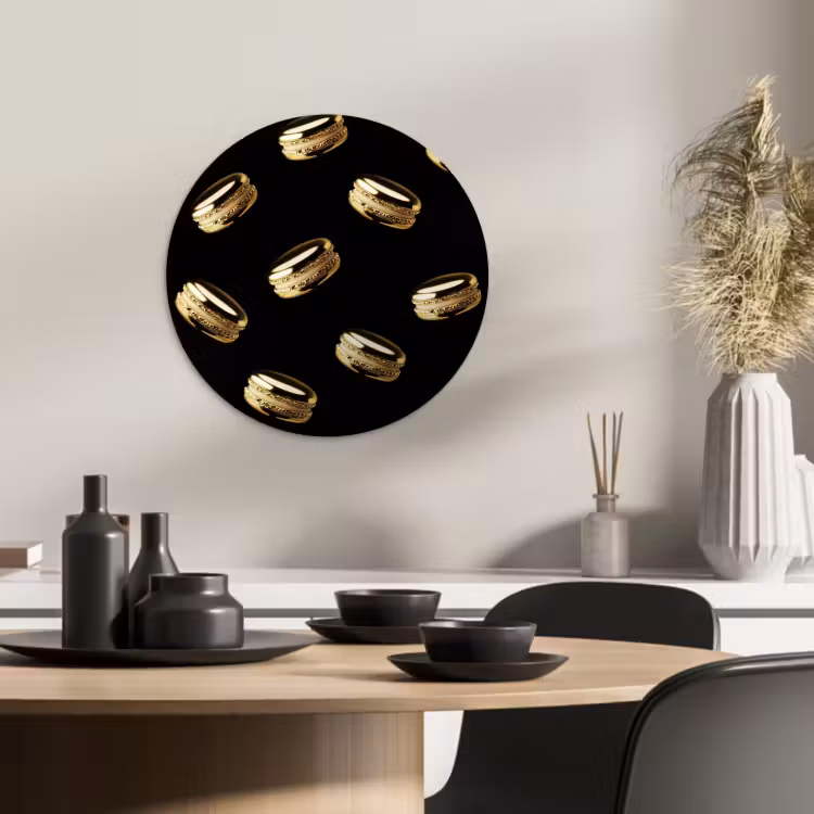 Tableau rond - Macarons - Motif - Or - Noir — 2
