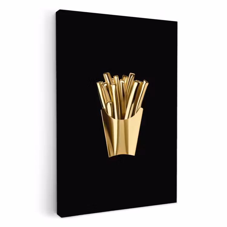 Tableau sur toile - Frites - Or - Chrome - Alimentation — 1
