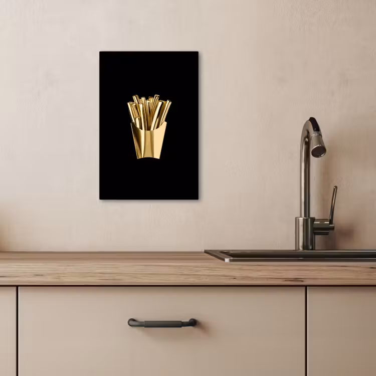 Tableau sur toile - Frites - Or - Chrome - Alimentation — 3