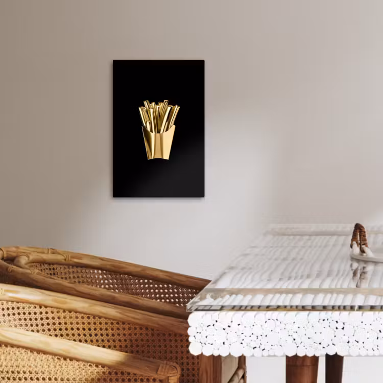 Tableau sur toile - Frites - Or - Chrome - Alimentation — 4