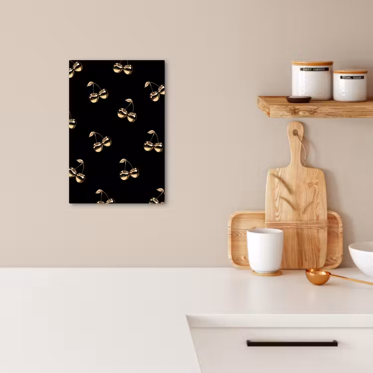 Tableau sur toile - Motif - Cerise - Or - Chrome — 3