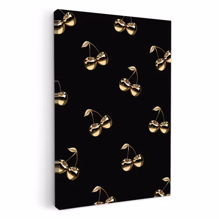 Tableau sur toile - Motif - Cerise - Or - Chrome — 4