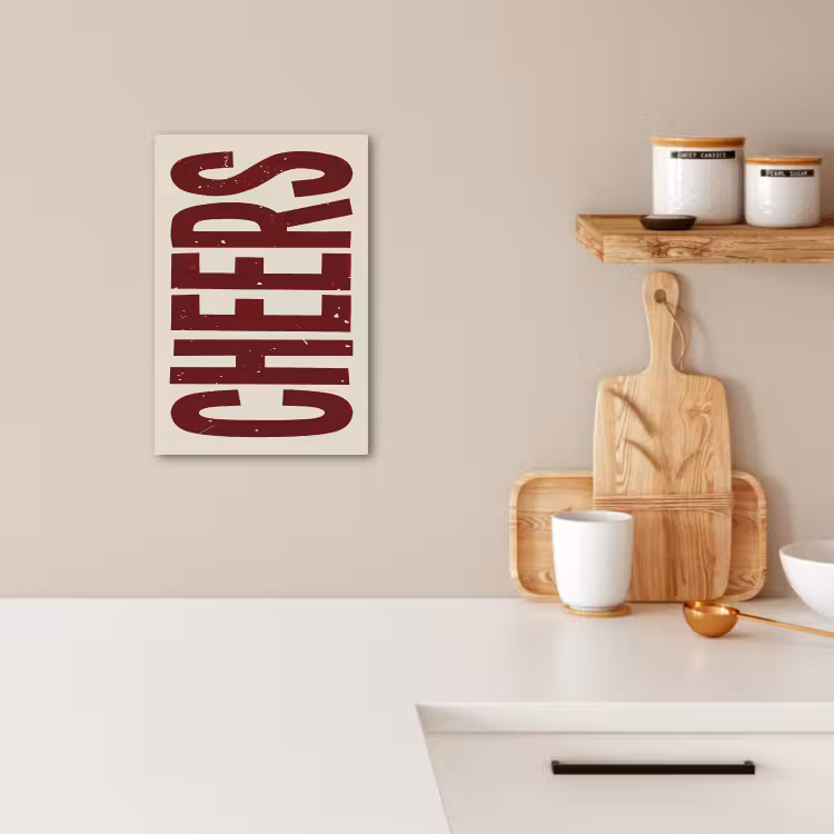 Tableau sur toile - Rouge - Cheers - Décoration - Beige — 2