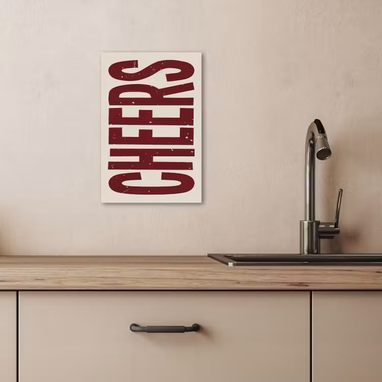 Tableau sur toile - Rouge - Cheers - Décoration - Beige — 4