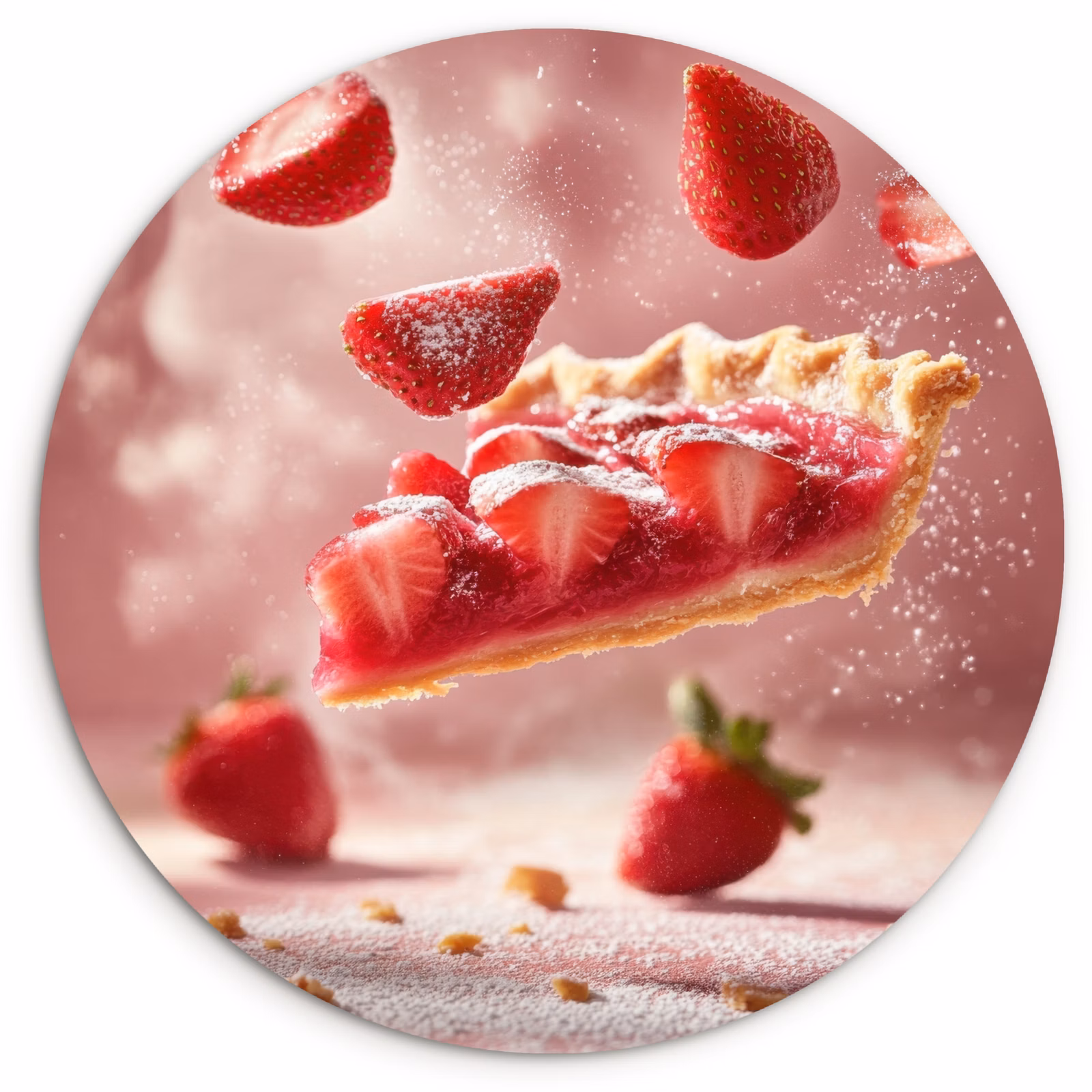 Tableau rond - Fraise - Gâteau - Aliments - Rose — 1