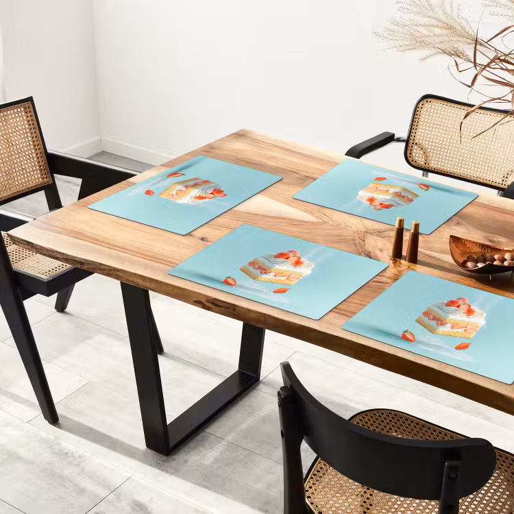 Sets de table - Crème fouettée - Gâteau - Bleu - Aliments — 4