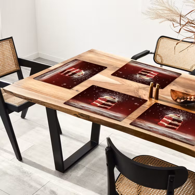 Sets de table - Velours rouge - Gâteau - Aliments — 4