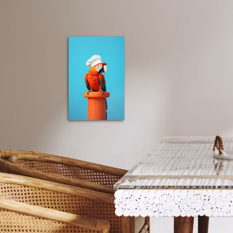 Tableau sur toile - Ara - Toque - Socle - Drôle — 1