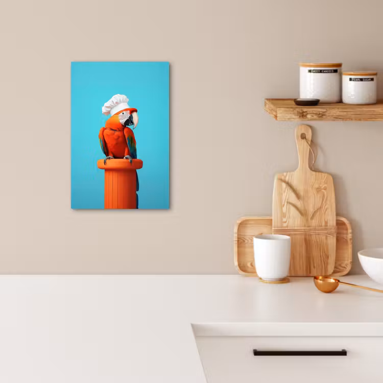Tableau sur toile - Ara - Toque - Socle - Drôle — 2