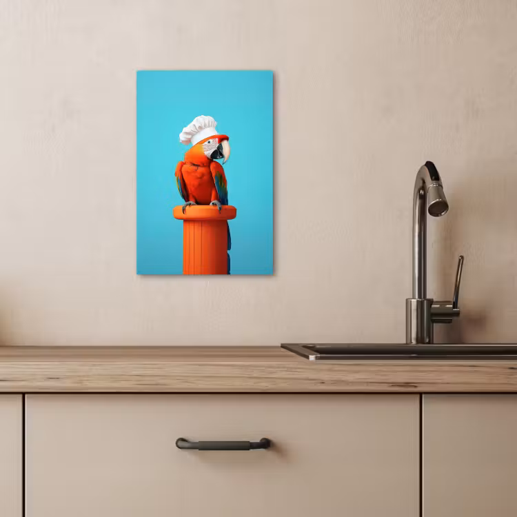 Tableau sur toile - Ara - Toque - Socle - Drôle — 3