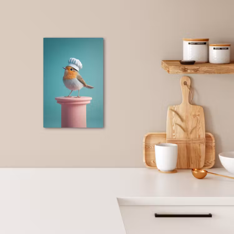 Tableau sur toile - Rouge-gorge - Oiseau - Toque - Socle — 4