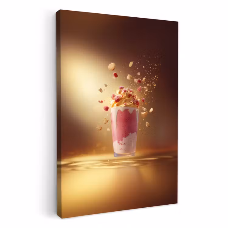 Tableau sur toile - Framboise - Smoothie - Boisson - Rose — 1