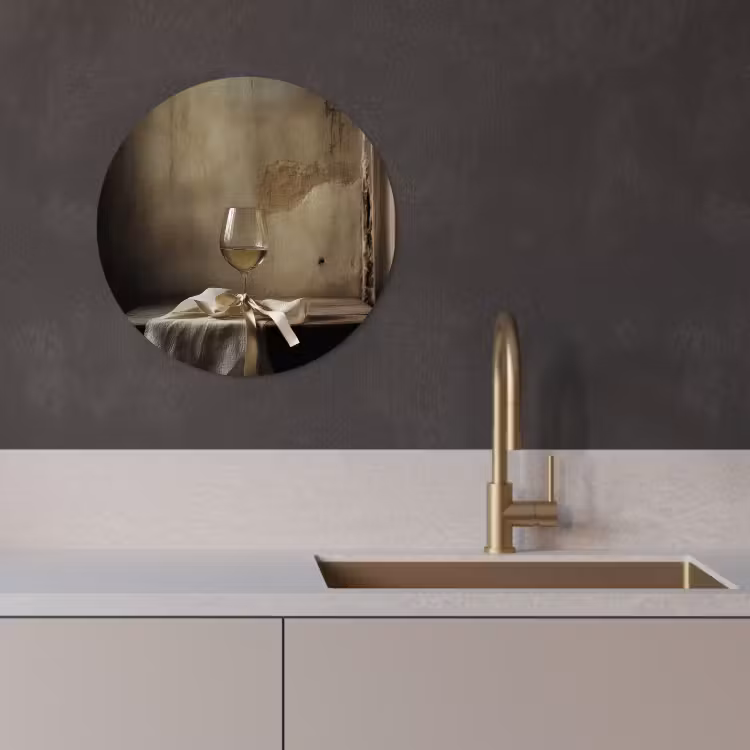 Tableau rond - Bow - Beige - White - Wine — 1