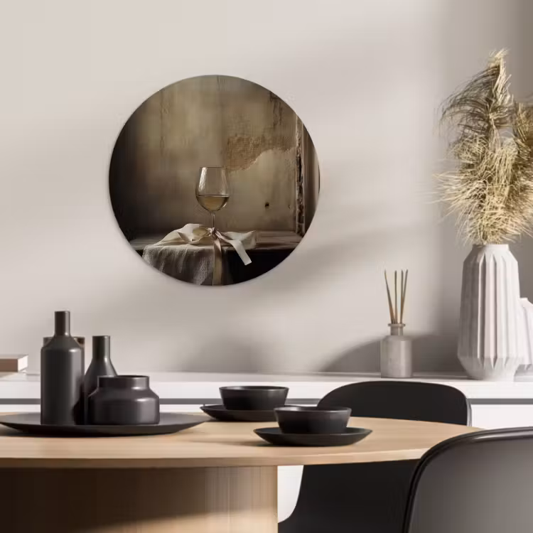 Tableau rond - Bow - Beige - White - Wine — 2
