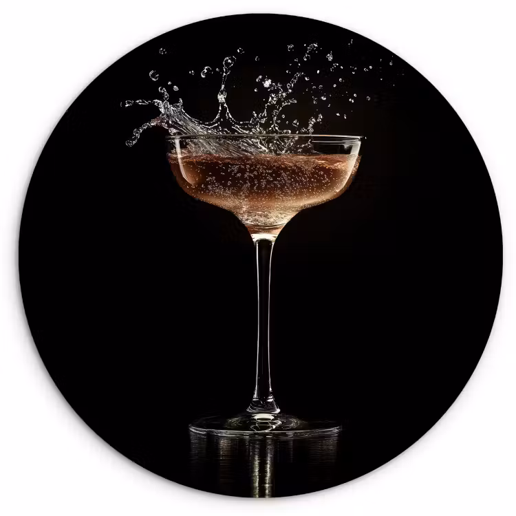 Tableau rond - Cocktail - Noir - Splashes - Verre — 2