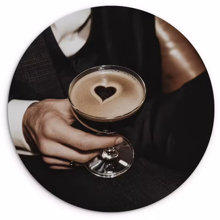 Tableau rond - Coeur - Cocktail - Espresso Martini - Main — 2