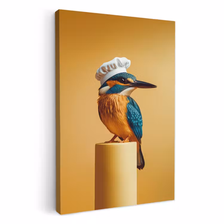 Tableau sur toile - Martin-pêcheur - Colonne - Toque - Oiseau — 1