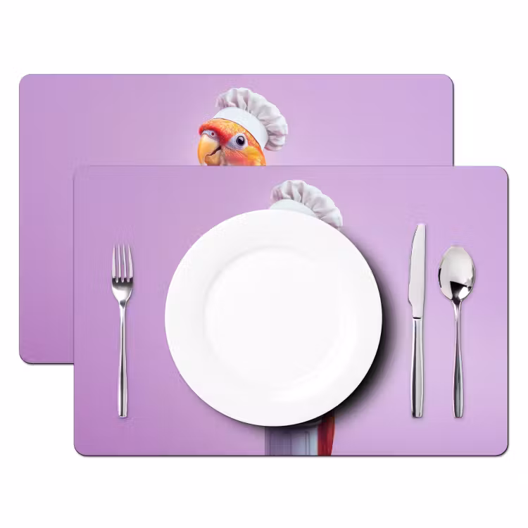 Sets de table en vinyle - Perroquet - Toque - Colonne - Oiseau — 2