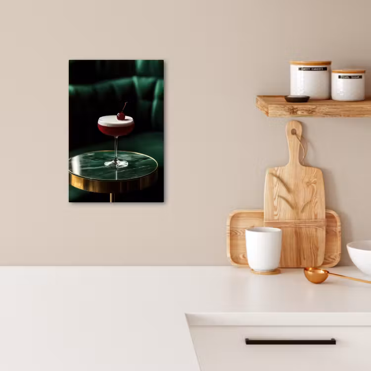 Tableau sur toile - Cerise - Cocktail - Rouge - Marbre — 2