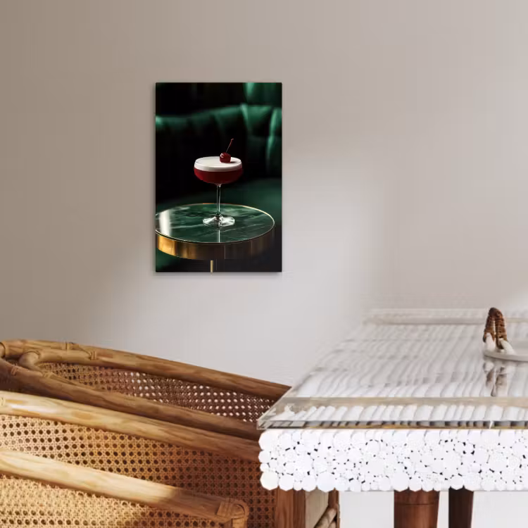 Tableau sur toile - Cerise - Cocktail - Rouge - Marbre — 3