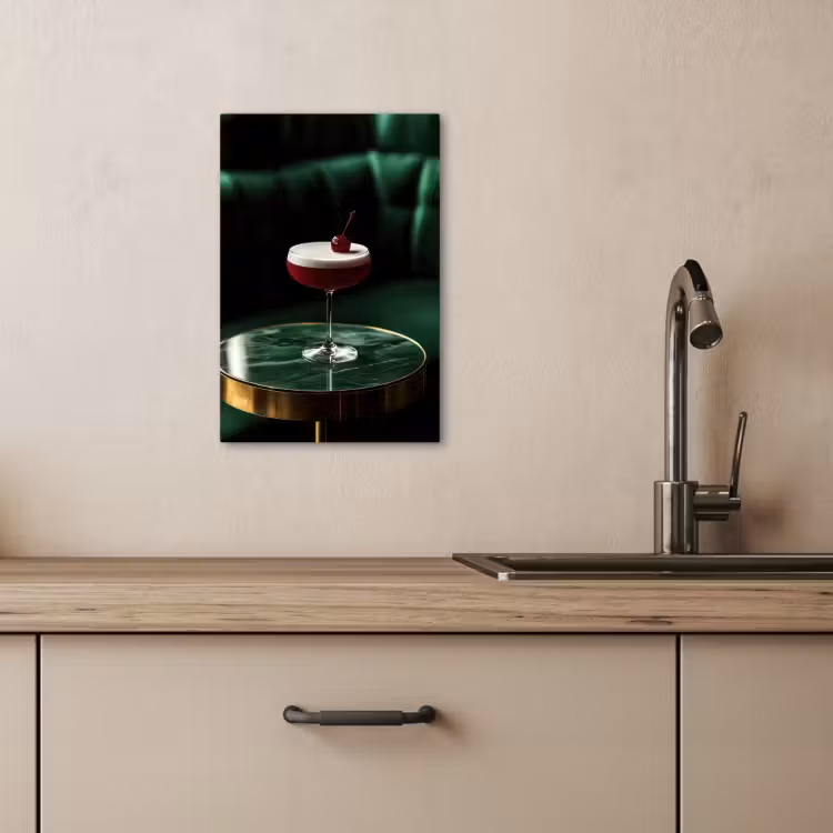 Tableau sur toile - Cerise - Cocktail - Rouge - Marbre — 4