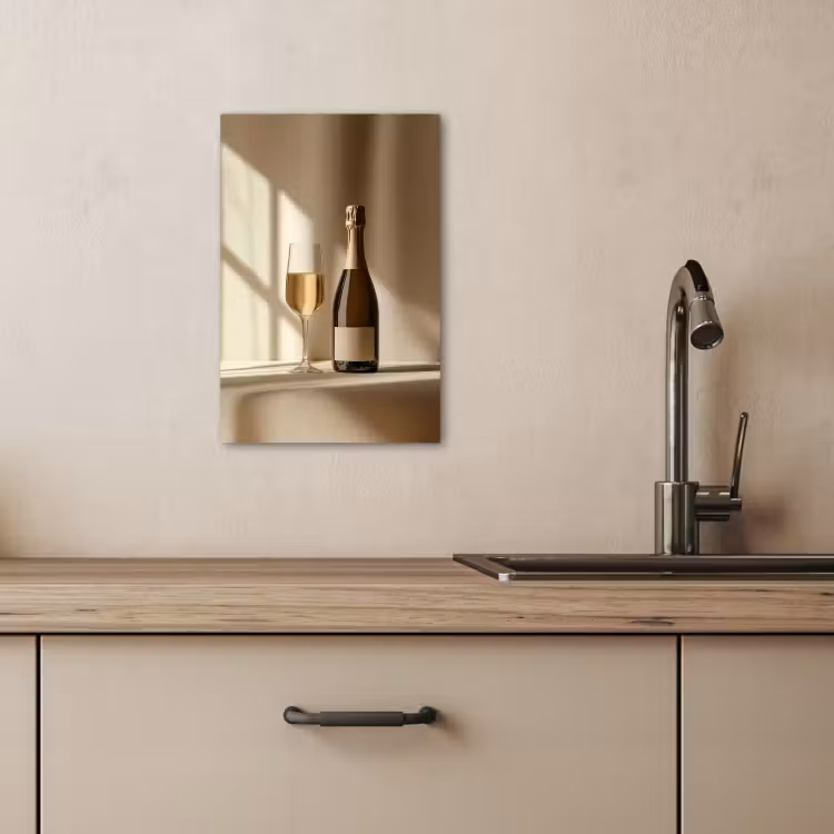 Tableau sur toile - Champagne - Beige - Ombre - Bulles — 1