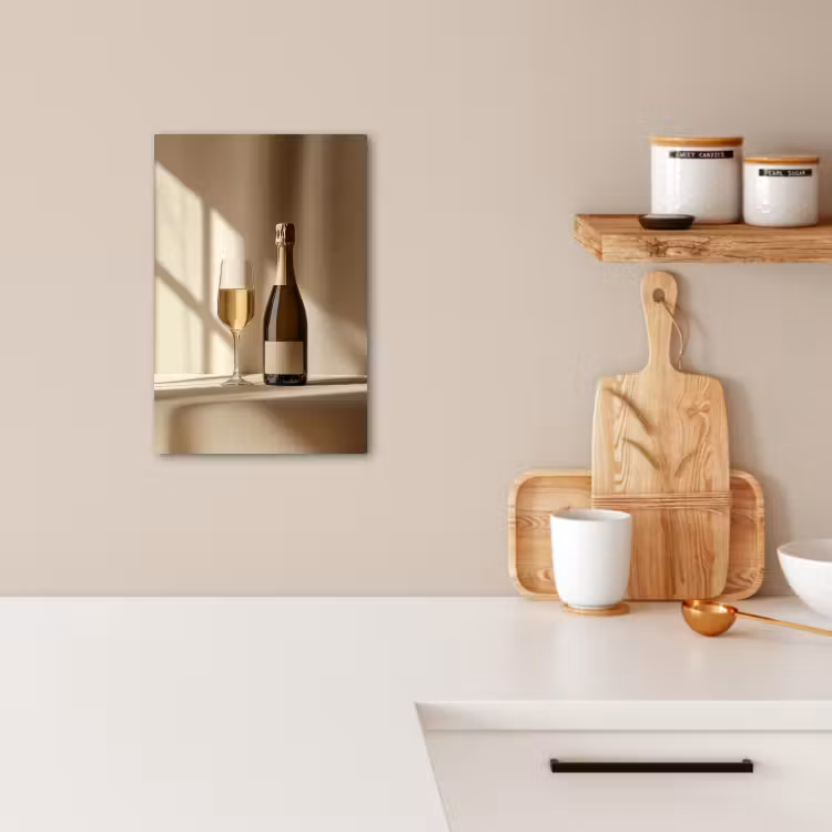Tableau sur toile - Champagne - Beige - Ombre - Bulles — 3