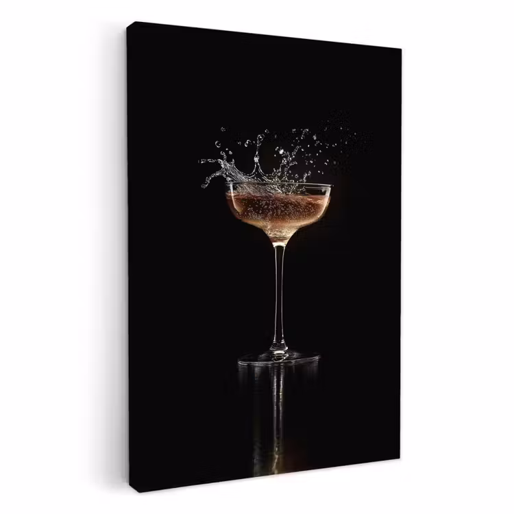 Tableau sur toile - Cocktail - Noir - Splashes - Verre — 1
