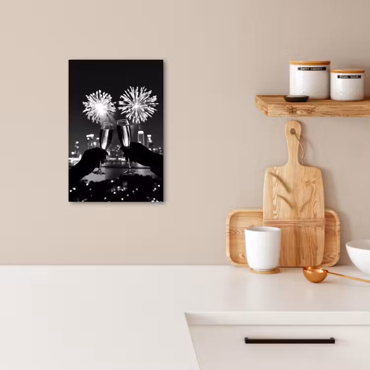 Tableau sur toile - Feux d'artifice - Cheers - Skyline - Champagne — 1