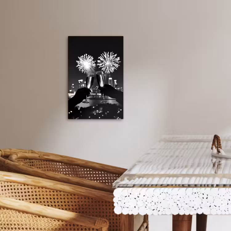 Tableau sur toile - Feux d'artifice - Cheers - Skyline - Champagne — 2