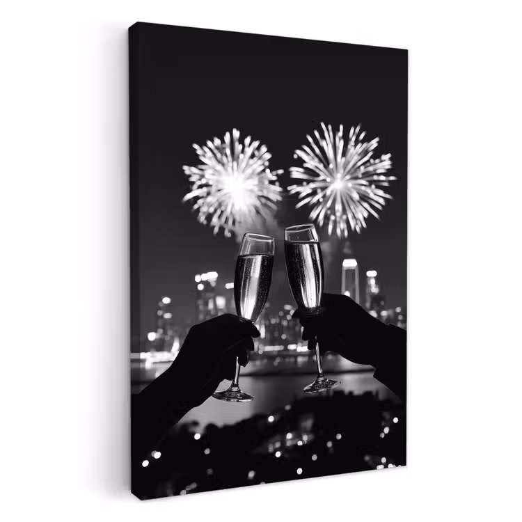 Tableau sur toile - Feux d'artifice - Cheers - Skyline - Champagne — 3