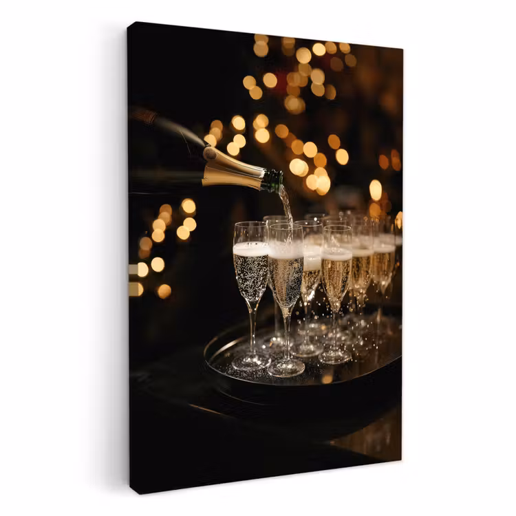 Tableau sur toile - Lumières - Champagne - Plateau - Verres — 2