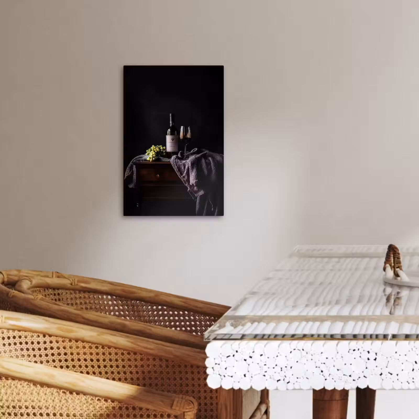 Tableau sur toile - Raisins - Vin - Rouge - Table — 1