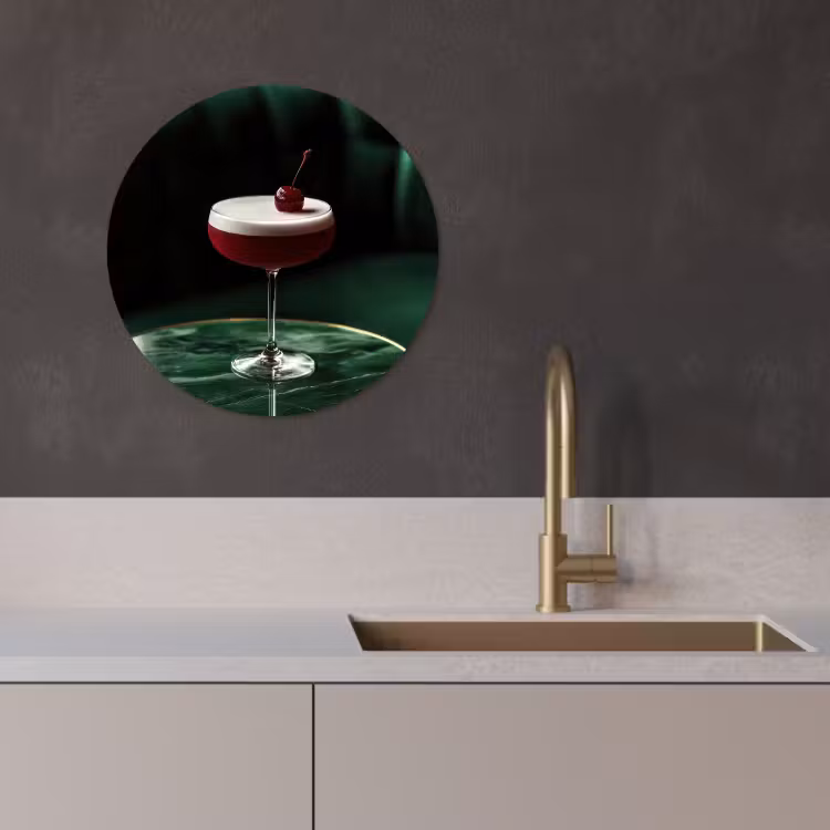 Tableau rond - Cerise - Cocktail - Rouge - Marbre — 3