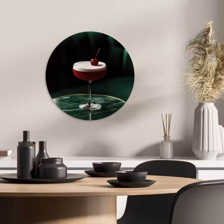 Tableau rond - Cerise - Cocktail - Rouge - Marbre — 4