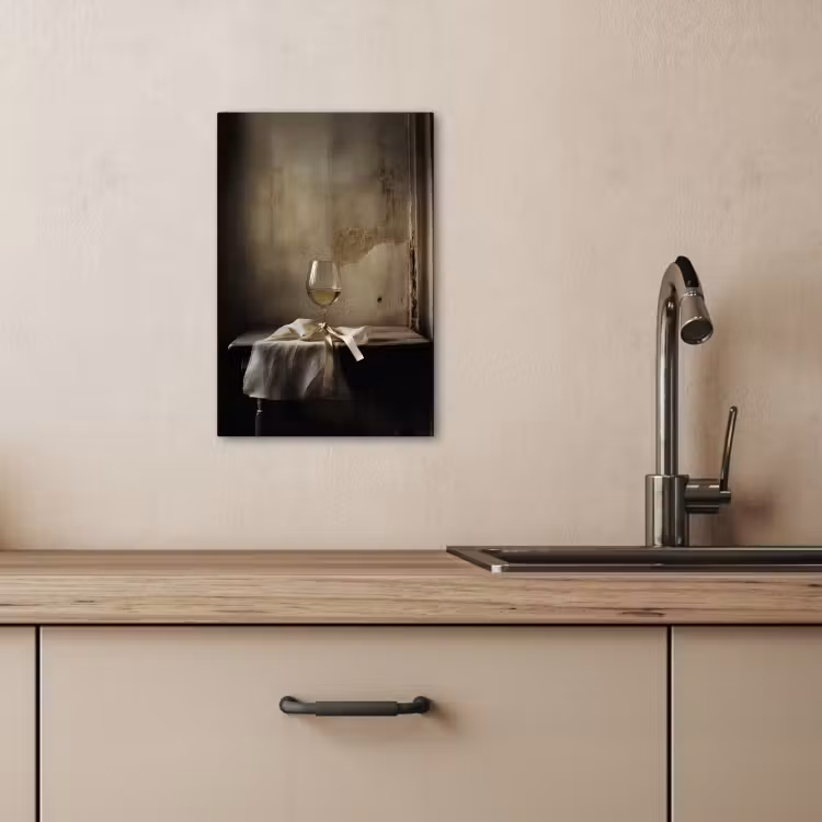 Tableau sur toile - Bow - Beige - White - Wine — 1