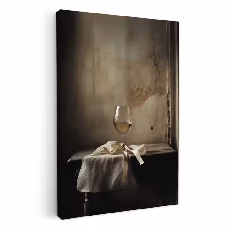 Tableau sur toile - Bow - Beige - White - Wine — 2