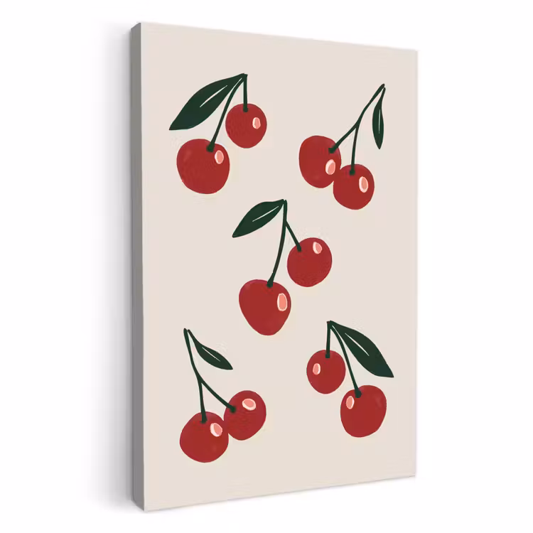 Tableau sur toile - Cerises - Feuilles - Rouge — 1