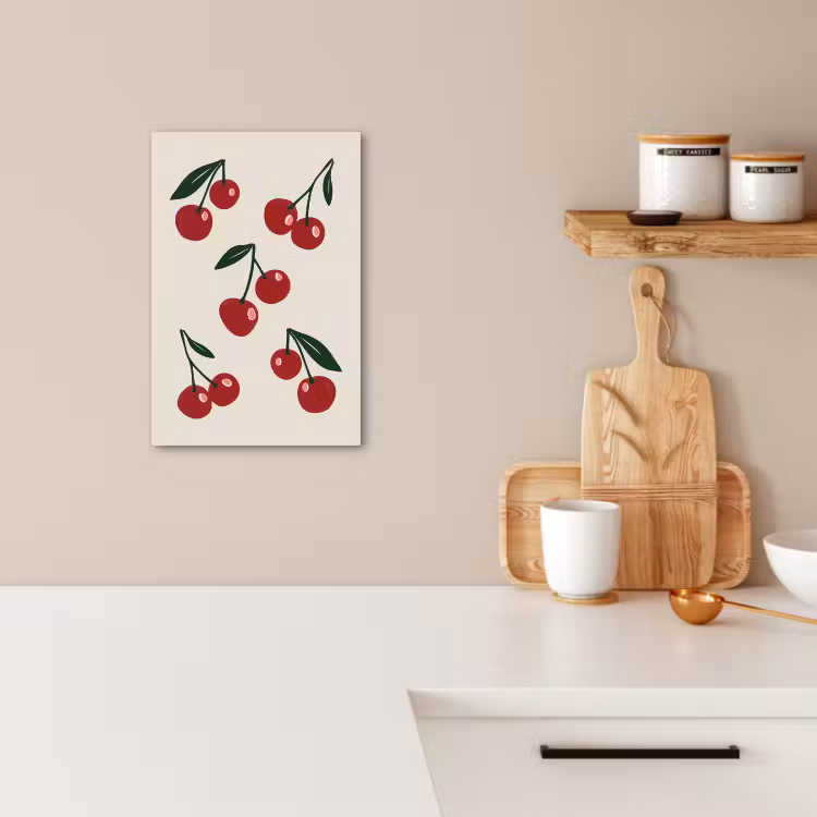 Tableau sur toile - Cerises - Feuilles - Rouge — 2
