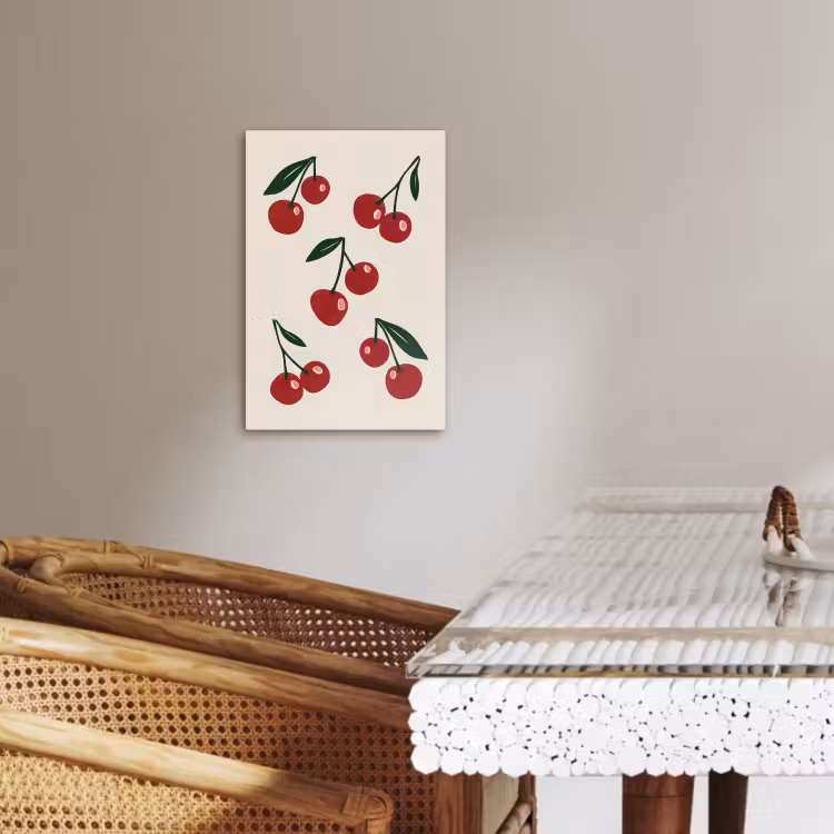 Tableau sur toile - Cerises - Feuilles - Rouge — 3