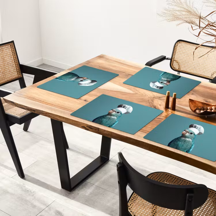 Sets de table en vinyle - Perruche - Oiseau - Toque - Mignon — 4
