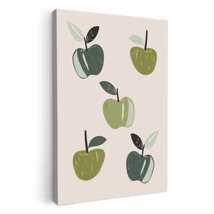 Tableau sur toile - Pommes - Vertes - Illustration - Feuilles — 1