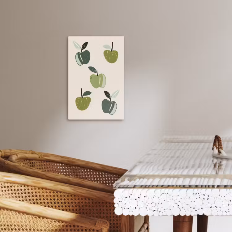 Tableau sur toile - Pommes - Vertes - Illustration - Feuilles — 2