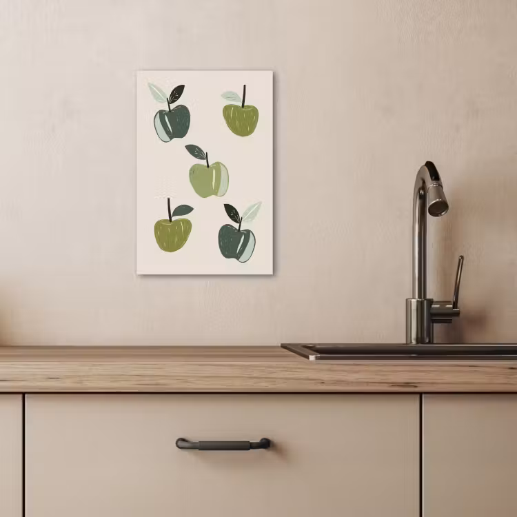 Tableau sur toile - Pommes - Vertes - Illustration - Feuilles — 3
