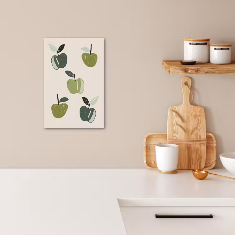 Tableau sur toile - Pommes - Vertes - Illustration - Feuilles — 4