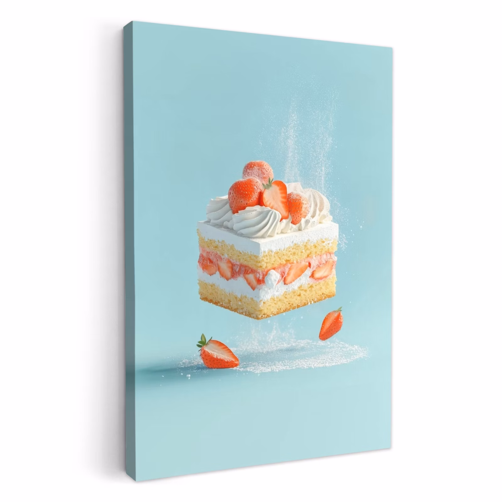 Tableau sur toile - Crème fouettée - Gâteau - Bleu - Aliments — 1