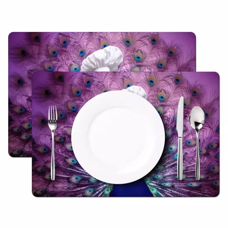 Sets de table en vinyle - Paon - Toque - Cool - Violet — 2