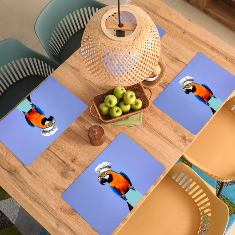 Sets de table en vinyle - Perroquet - Toque - Oiseau - Sympa — 3