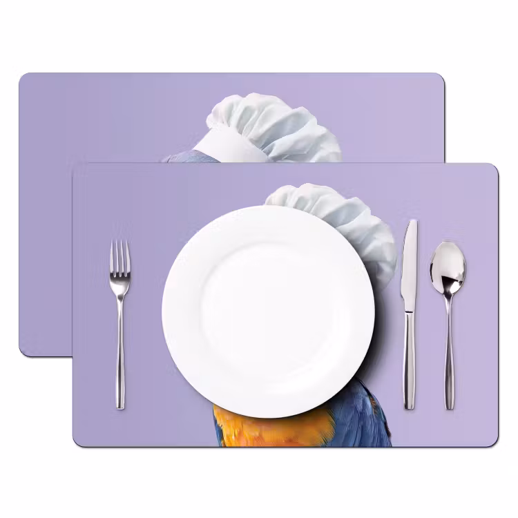 Sets de table en vinyle - Perroquet - Toque - Violet - Mignon — 2