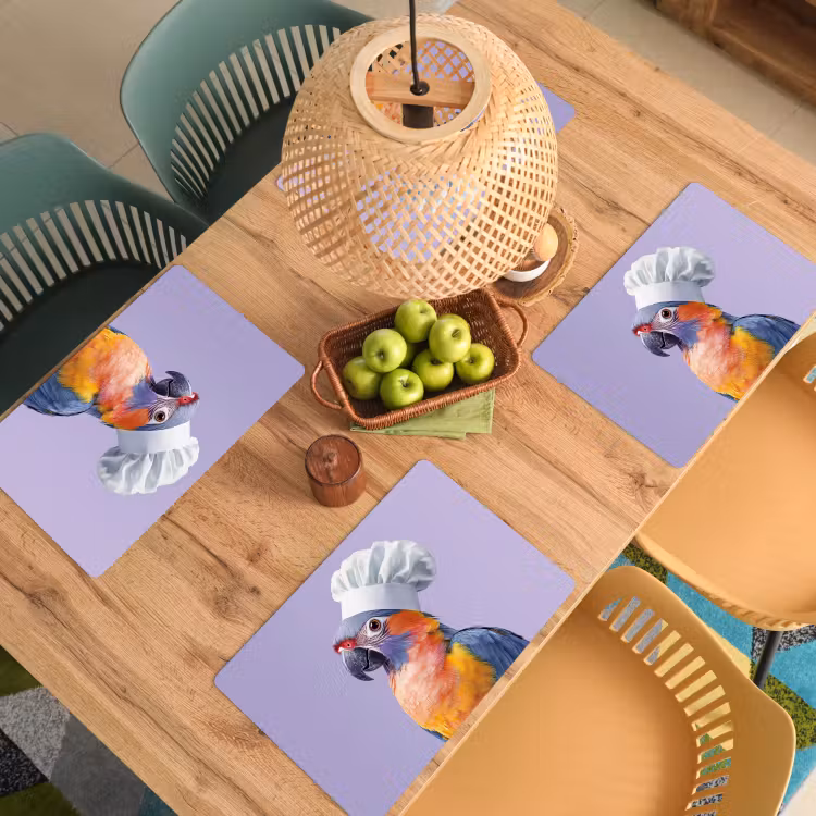 Sets de table en vinyle - Perroquet - Toque - Violet - Mignon — 3
